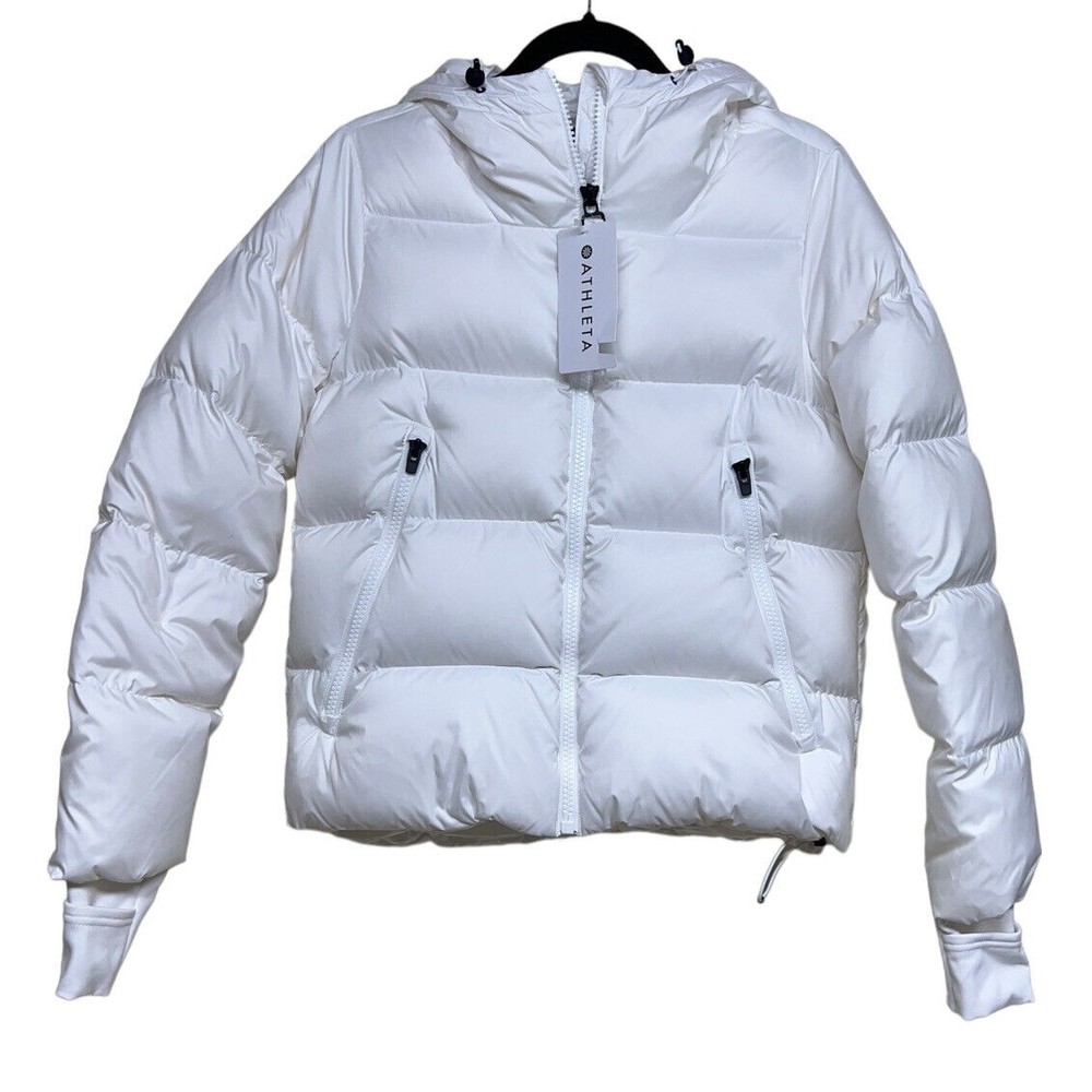 Athleta Snow Down Cropped Puffer‎ Jacket White Women’s Size XS
